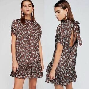 Free People Coffee Break Ruffle Hem Mini Dress